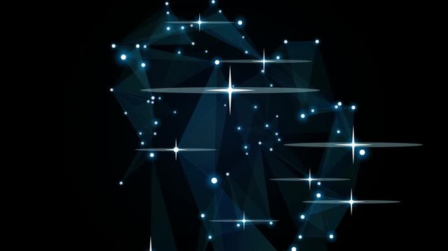 Digital plexus network background, with glowing stars, and connections