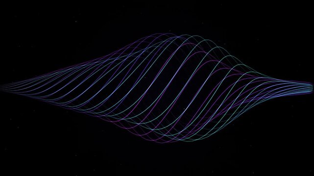 Abstract quantum filament wave conduit seamless motion background with glowing blue and purple light lines