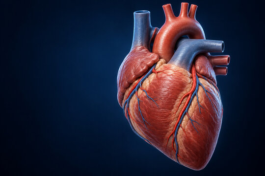 Human heart with coronary vessels in 3D