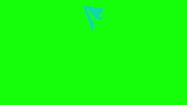 Message Paper Plane Icon orbiting the screen counterclockwise, Green Screen Loop Animation