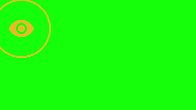 Message Eye Icon hopping across the screen inside a ring frame, Green Screen Loop Animation