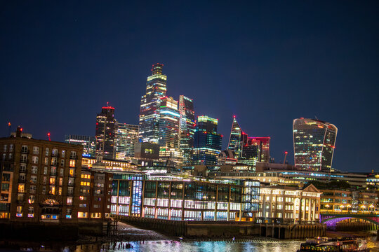 Nighttime London Skyline with The Cheesegrater and Walkie Talkie