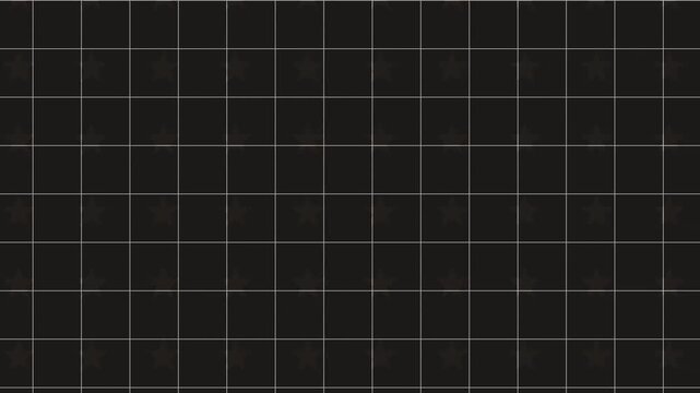 Minimalist black grid with star pattern background.