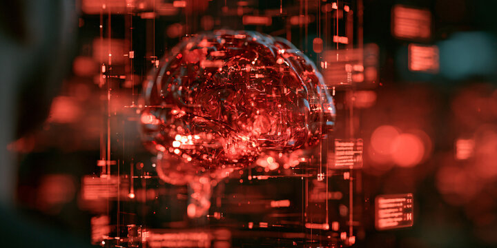 A digital brain visualization representing artificial intelligence processing data