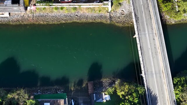 Aerial View of Bridge Construction and Scaffolding Over Gold Coast Canal