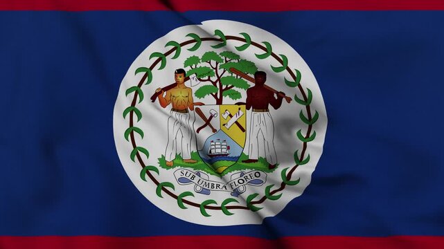 4K animation of the Belizean national flag waving in the wind