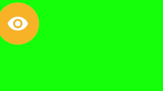 Watch Eye Icon hopping across the screen on a circular chip, Green Screen Loop Animation