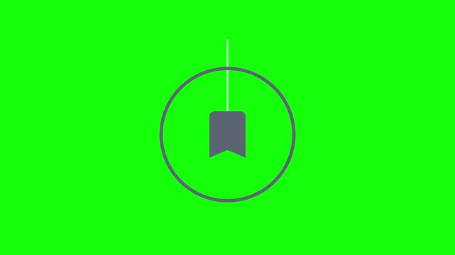 Save Bookmark Icon dropping and rising like a yoyo inside a ring frame, Green Screen Loop Animation