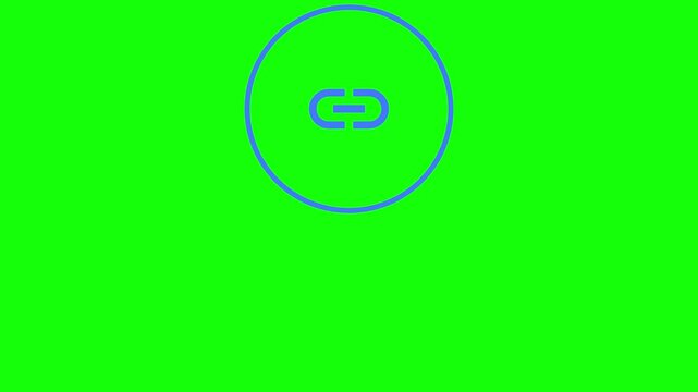 Save Link Icon bouncing back and forth inside a ring frame, Green Screen Loop Animation