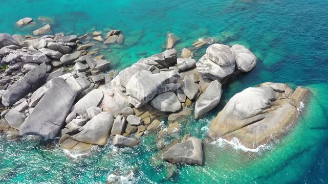 Aerial view on the sea. Beautiful natural seascape at summer time for holidays. Beautiful turquoise blue ocean tropical seascape island for summer vaction on paradise beach.Tourist AttractionThailand.