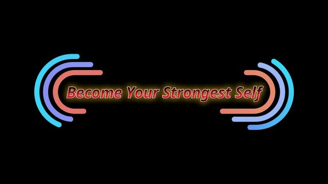Motivational text animation featuring dynamic concentric arc patterns against a dark minimalist background