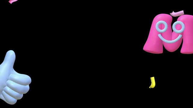Three repeating cartoon thumbs up animations displaying outstanding work message against black background