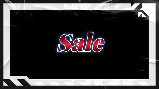 Three identical sale promotional banners featuring red metallic typography set against dark abstract geometric backgrounds