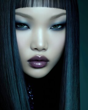 Beauty editorial portrait of an East Asian model