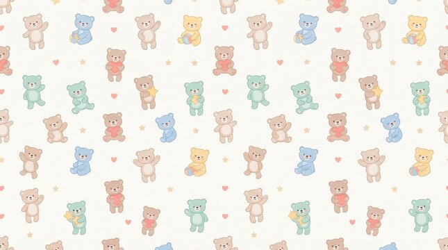 Cute colorful teddy bear seamless pattern