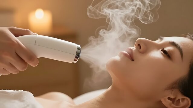 Facial steamer device used.