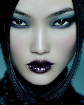 Beauty editorial portrait of an East Asian model