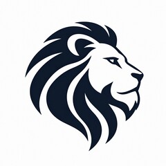 Fototapeta premium Minimalist Lion Head Logo in Black and White