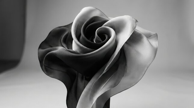 Silk scarf folded into a rose shape background with halftone pattern