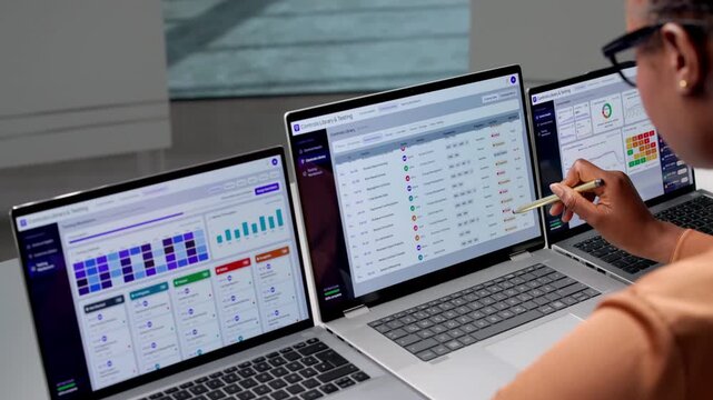 Risk Manager Reviews Compliance Dashboard On Laptop