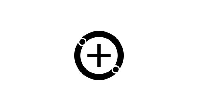 Animated black plus icon on white background.plus icon animation representing healthcare protection.