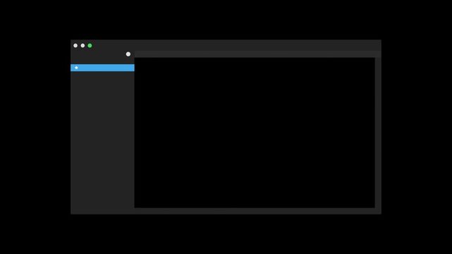 Three empty computer windows on black background blank screens gray and blue interface minimalistic design technology concept