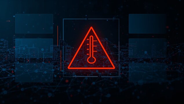 Red warning triangle with thermometer icon