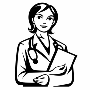 Female doctor holding clipboard