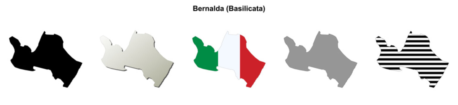 Bernalda (Basilicata) outline map set