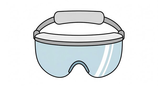 Protective safety goggles for laboratory and industrial eye protection isolated on white background.