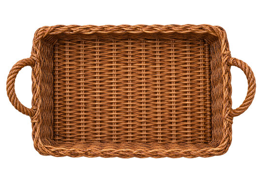 Rectangular Woven Rattan Serving Basket with Handles