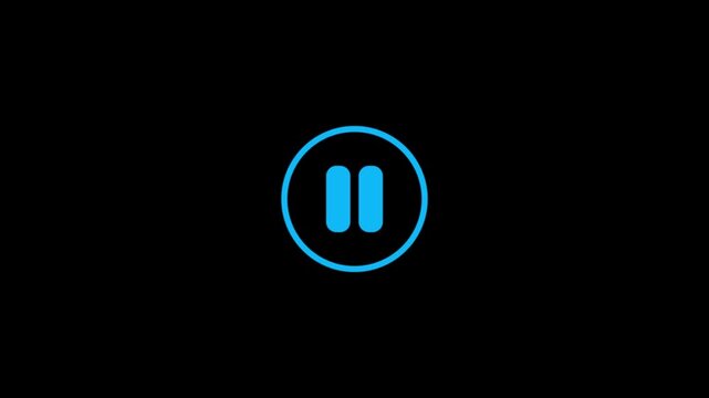 Cursor arrow clicking play and pause button motion graphic with alpha channel. Mouse pointer click media player icon animated on transparent background.