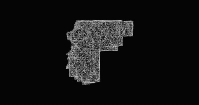 Sketch Payette outline map animation - smooth progressive reveal