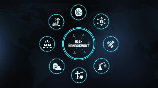 Risk management concept with secure networks and business systems