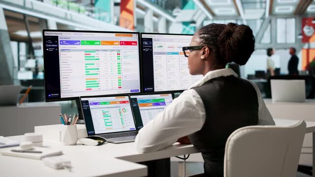 Financial Analyst Reviews Regulatory Reports On Laptop