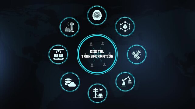 Digital transformation concept with connected technology and cloud systems