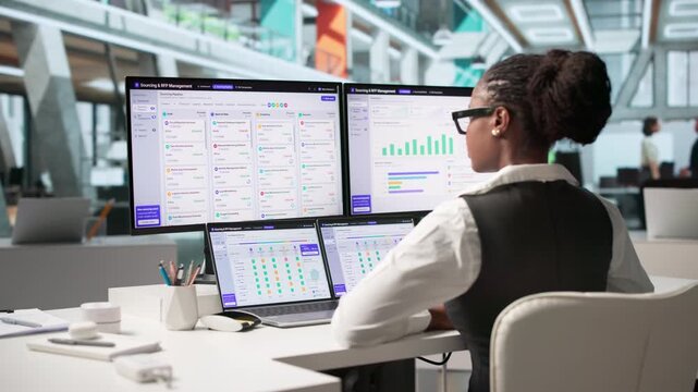 Procurement Manager Analyzing Vendor Bids On Laptop