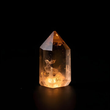 Smoky quartz crystal point macro backlit