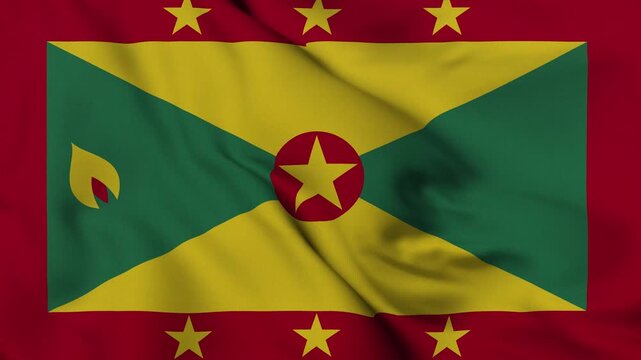 4K animation of the Grenadian national flag waving in the wind