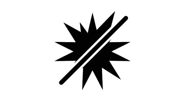 Vector illustration of explosion or starburst icon with diagonal line on a transparent background
