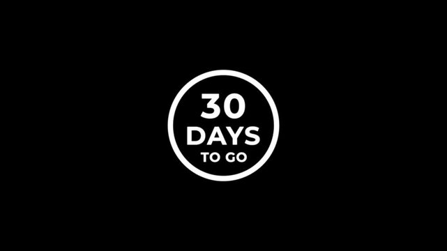 30 days to go, icon, stile, timer, countdown, Count time display with numbers.