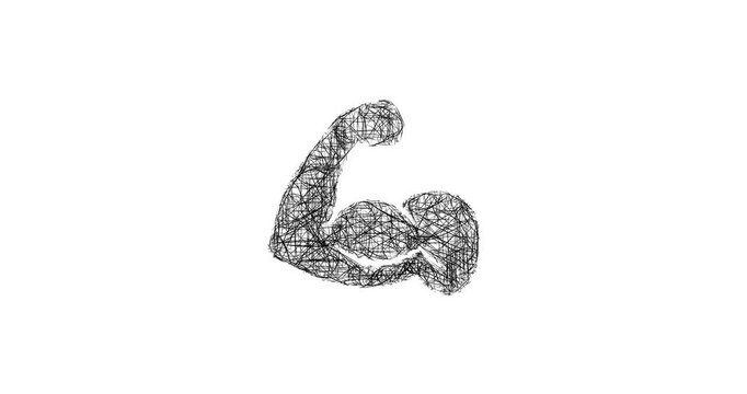 Sketch muscle gain icon animation - smooth progressive reveal