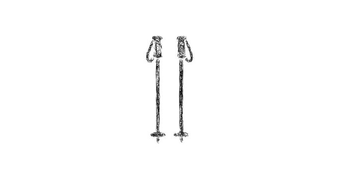 Sketch ski poles icon animation - smooth progressive reveal