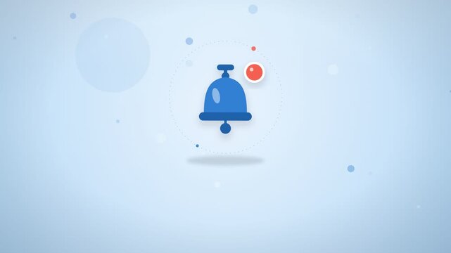Notification bell ring animation with red alert badge and sound waves on pastel background reminder concept motion graphic