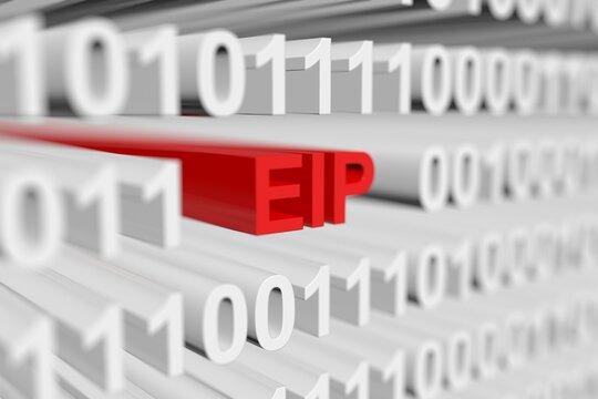 EIP binary code blurred 3d illustration