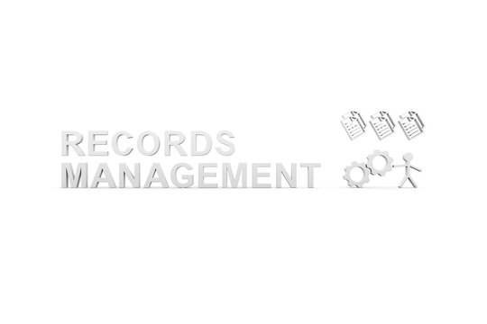 RECORDS MANAGEMENT concept white background 3d render illustration
