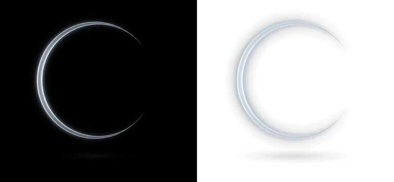 Glowing crescent moon shape isolated on transparent background