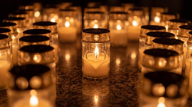 Candlelight memorial at cemetery for All Saints Day