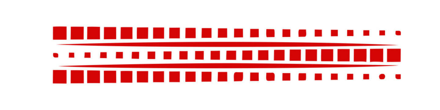 Red and white checkered racing border with striped center design. Decorative horizontal divider featuring race flag pattern and stripes. Great for banners, borders, motorsport and finish line graphics