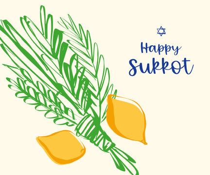 Happy sukkot with lulav and etrog: celebrating the jewish holiday with joy